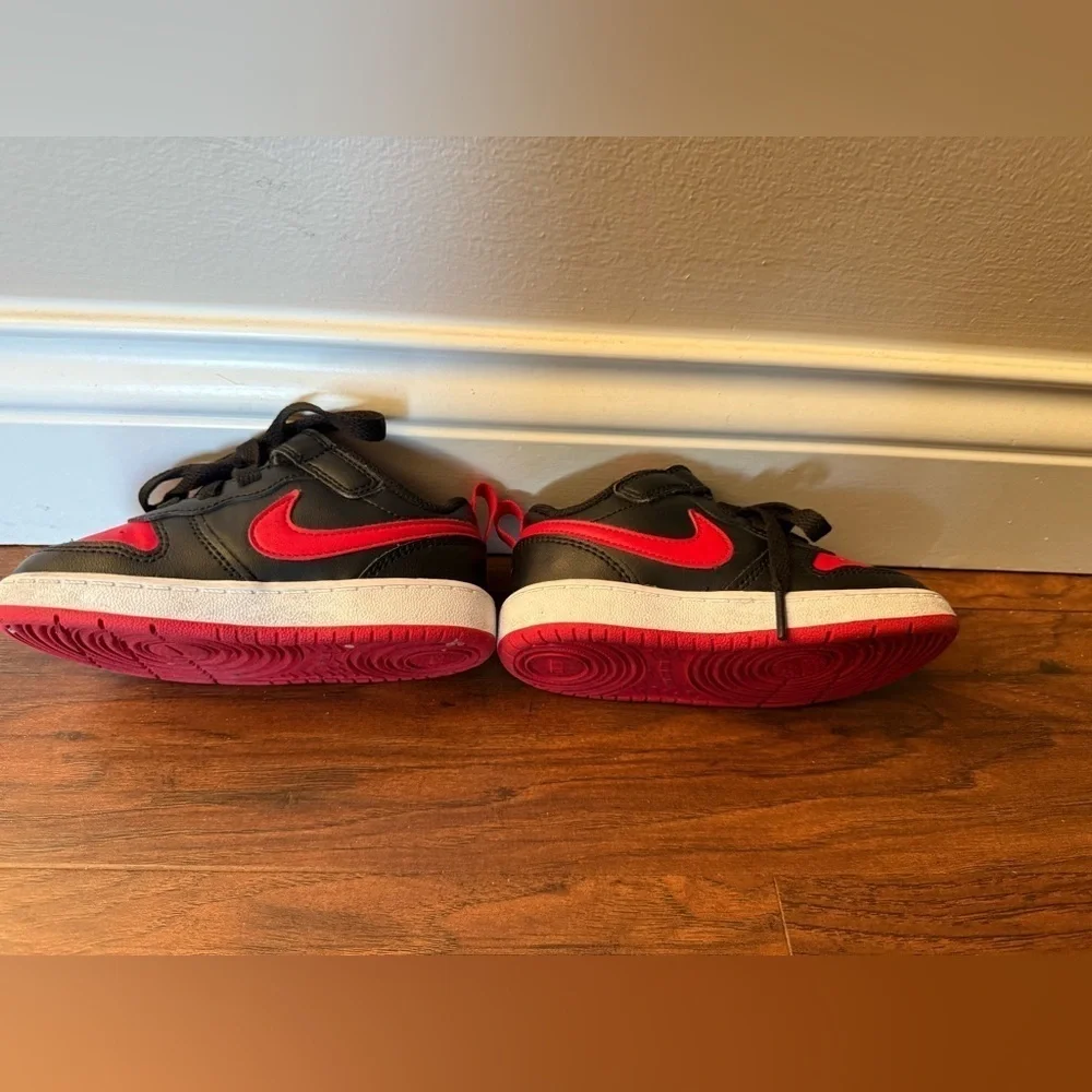 Kids Nike Court Borough Red and Black Sneakers-Size 8